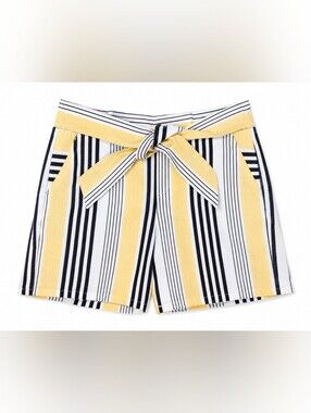 INC International Concept women's linen blend striped belted shorts size XS